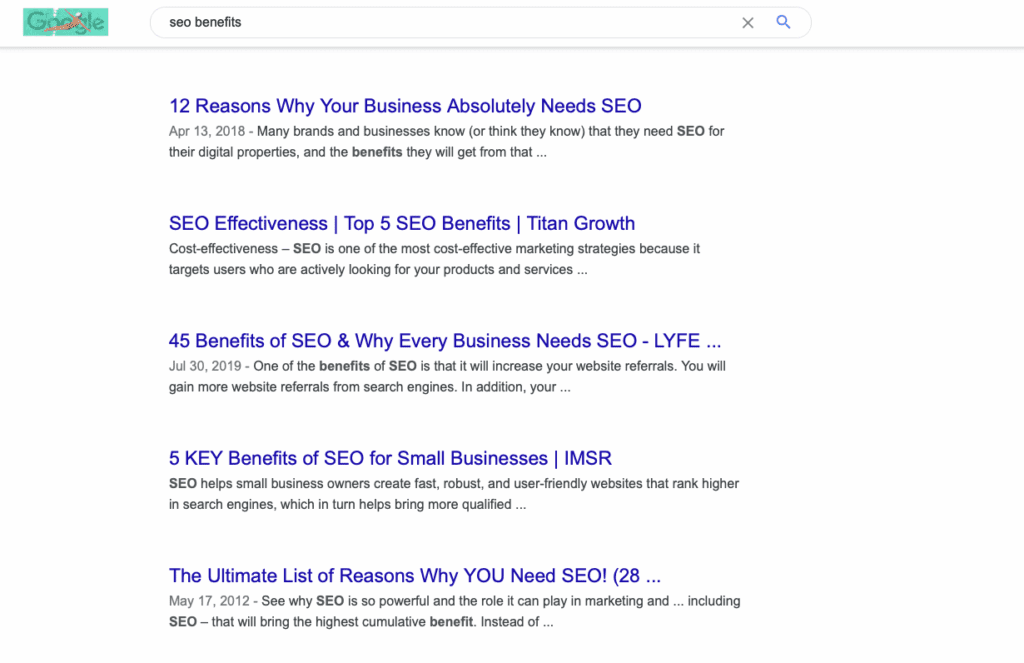 Example of SEO benefits from a website with clear content