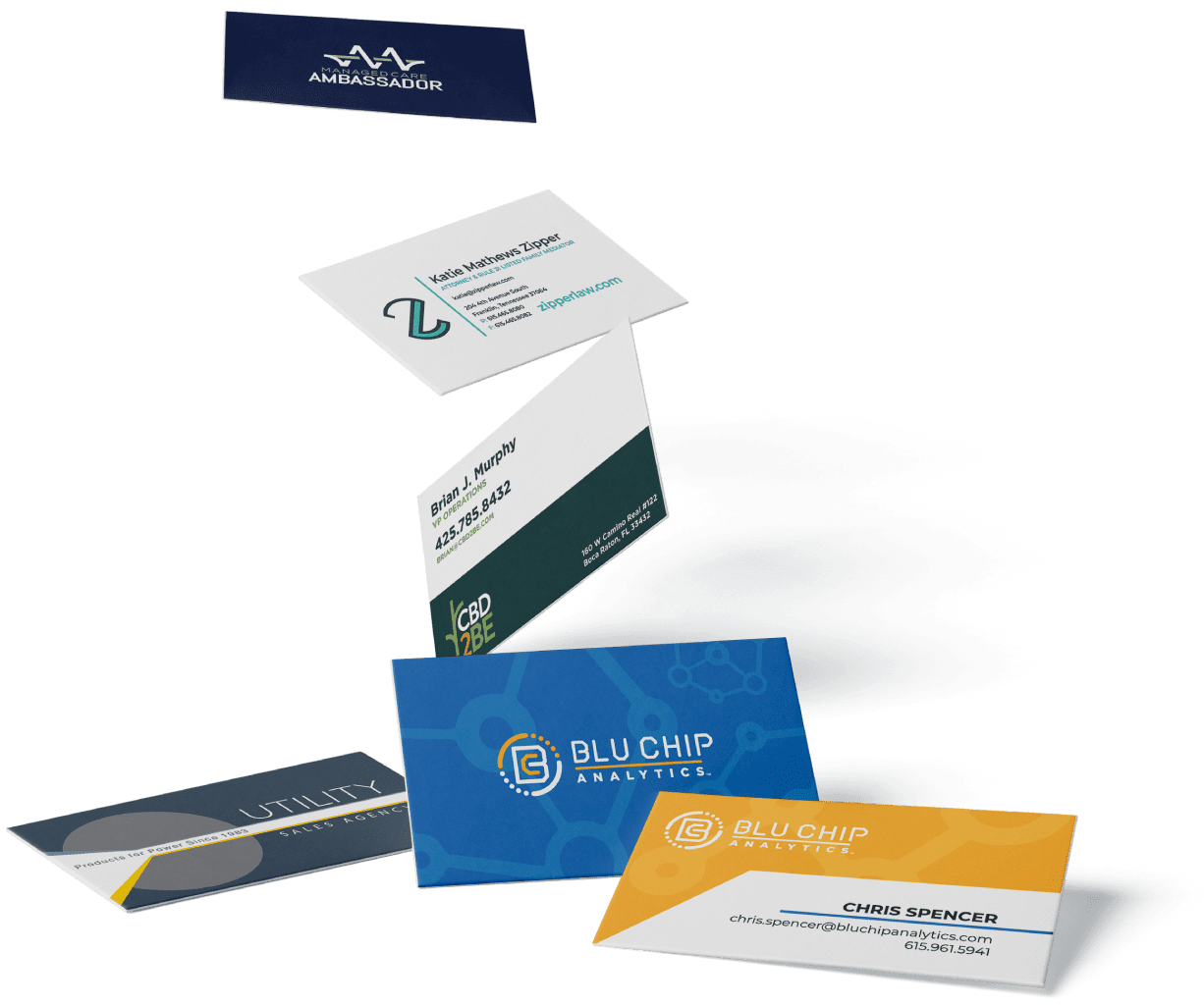 examples of business cards created by digital marketing agency nashville