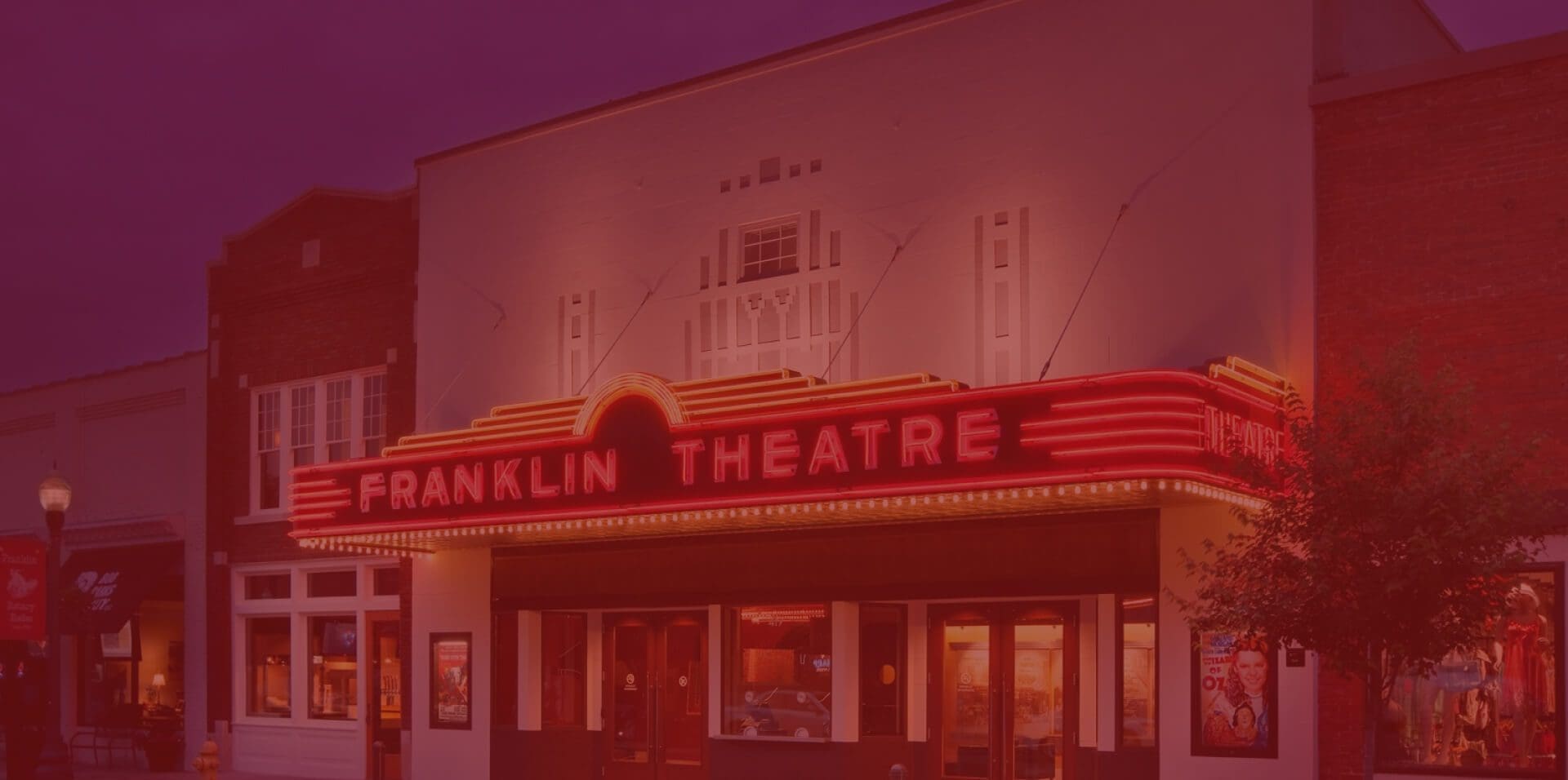 franklin theatre header with a dark red filter designed and developed by a web design company in spring hill tn