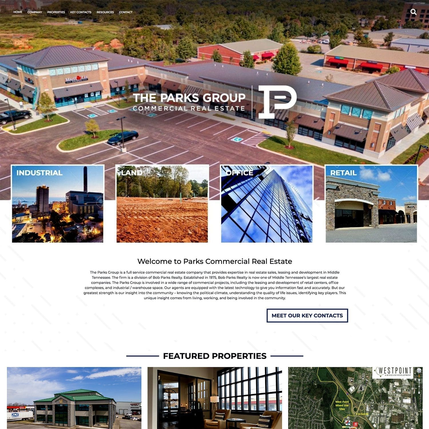 commercial real estate and parks website - JLB, Best Web Design and Web Development Company in Nashville, Brentwood, and Franklin