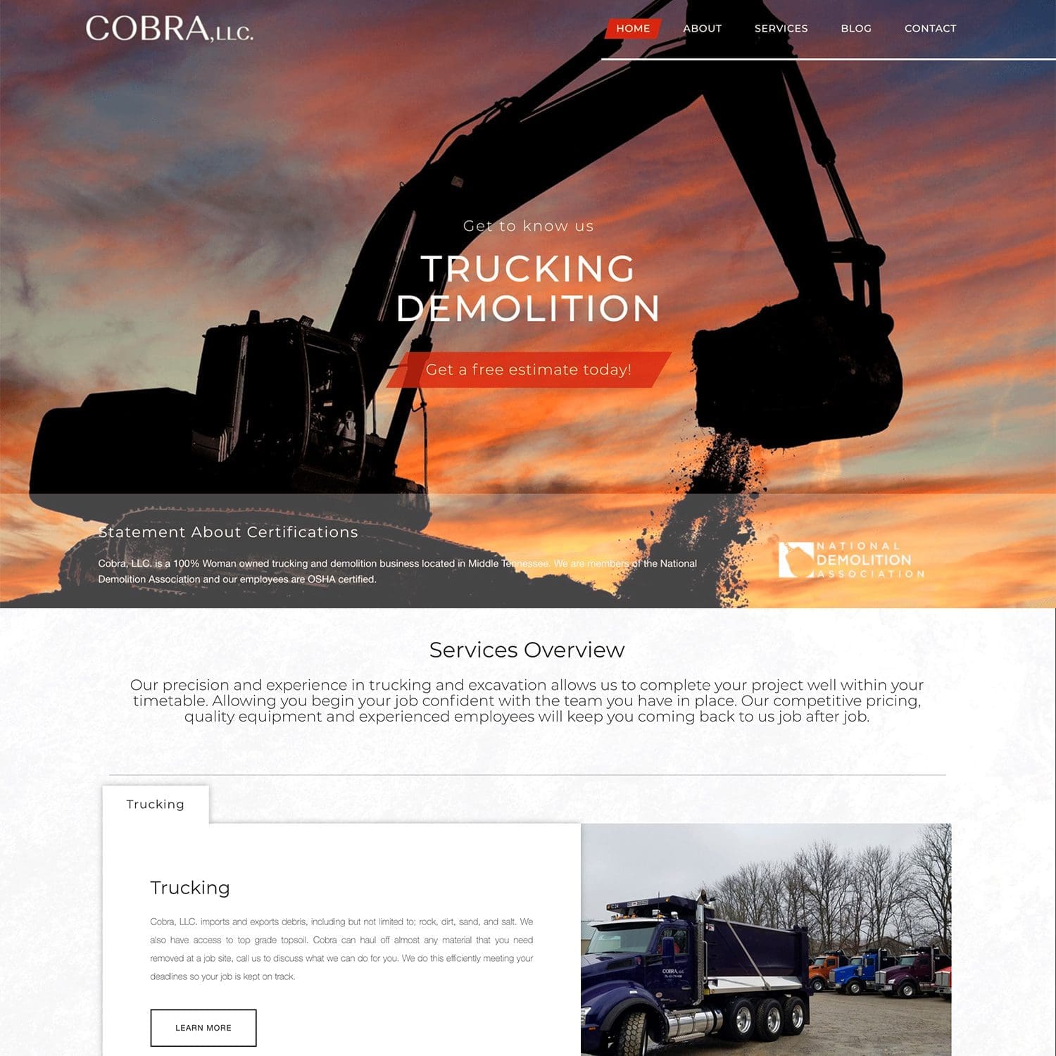 trucking and demolition service website - JLB, Best Web Design and Web Development Company in Nashville, Brentwood, and Franklin