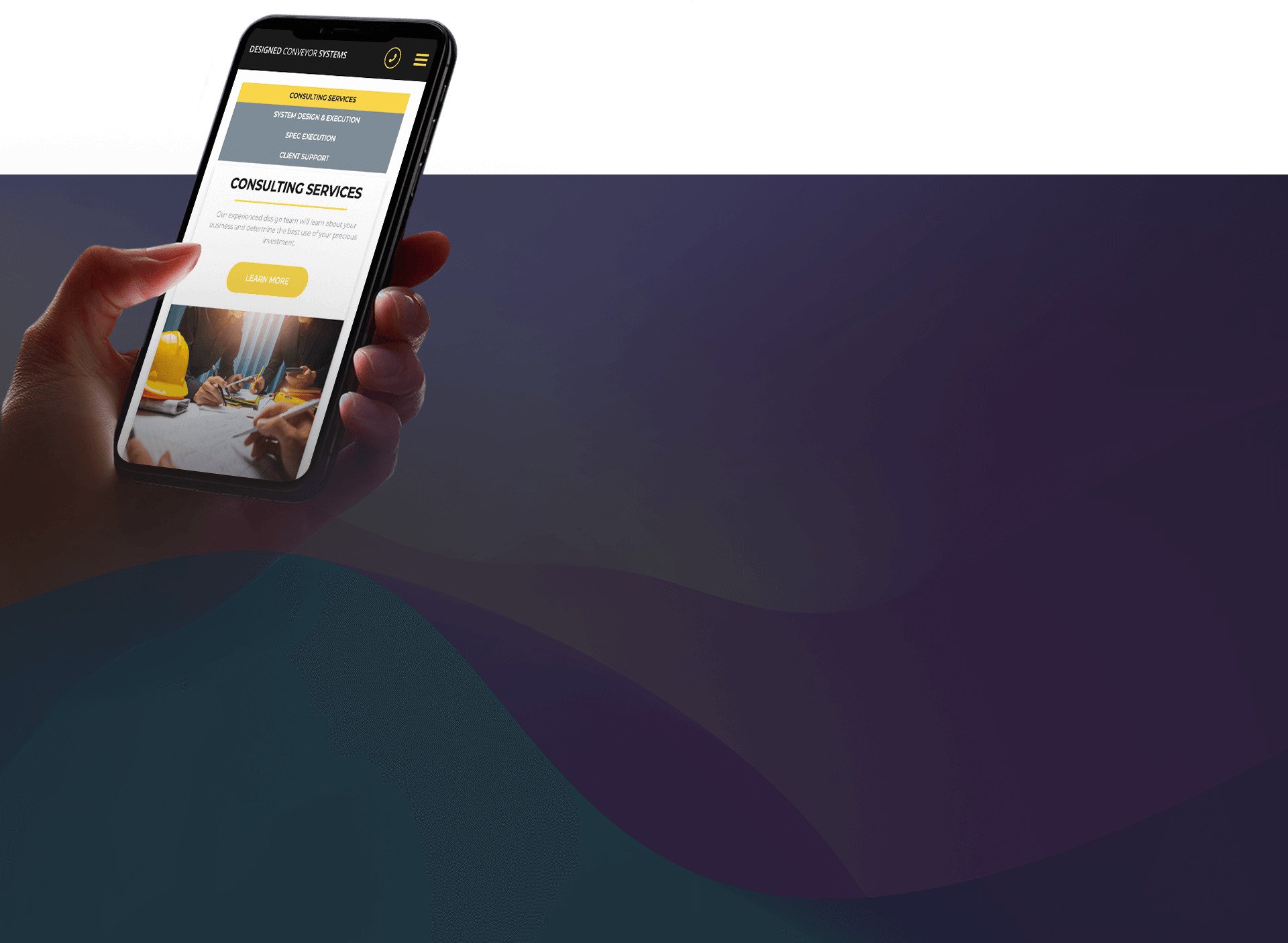 Hand scrolling through a mobile website design from JLB, a web design and web development agency.