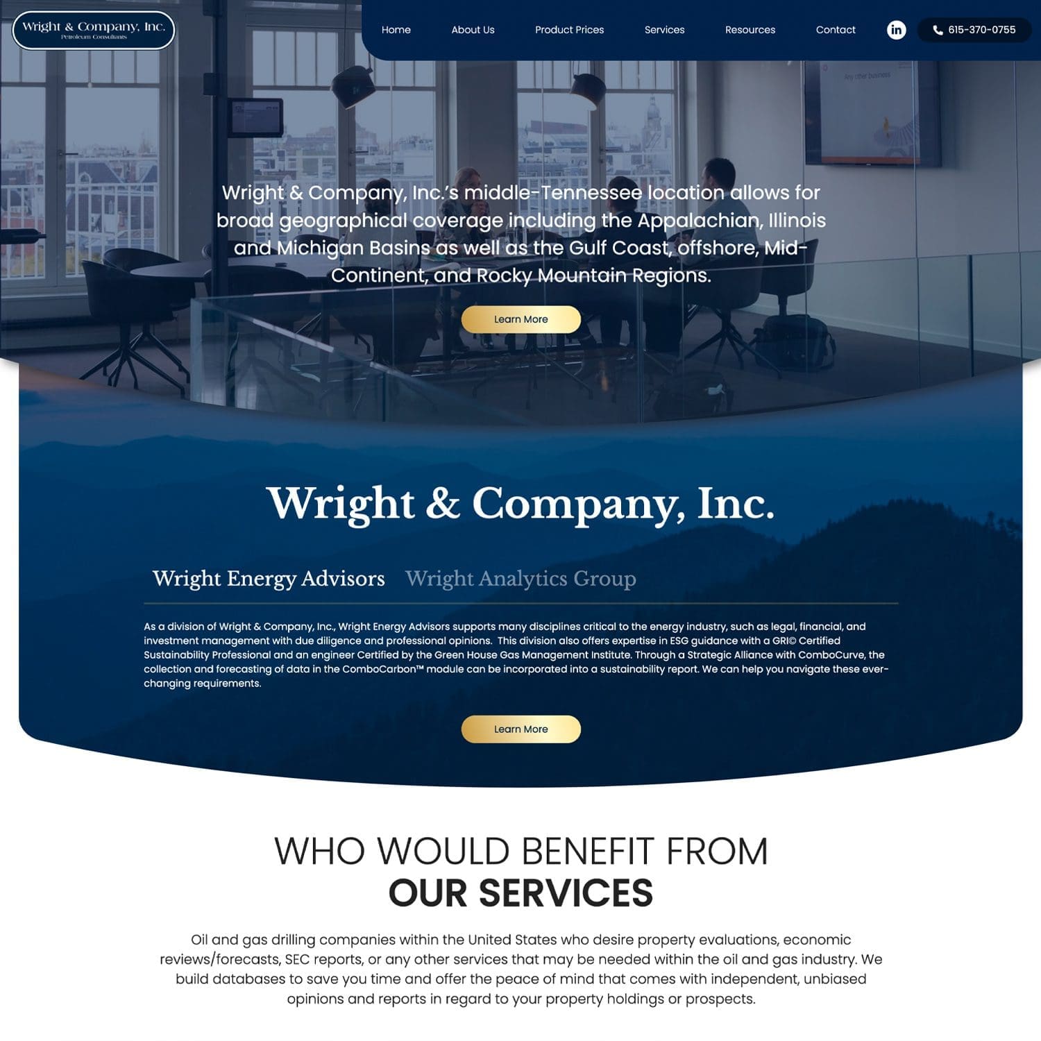 Wright & Company, Inc. Screenshot - Website Design Inspiration from a Nashville Web Design Company