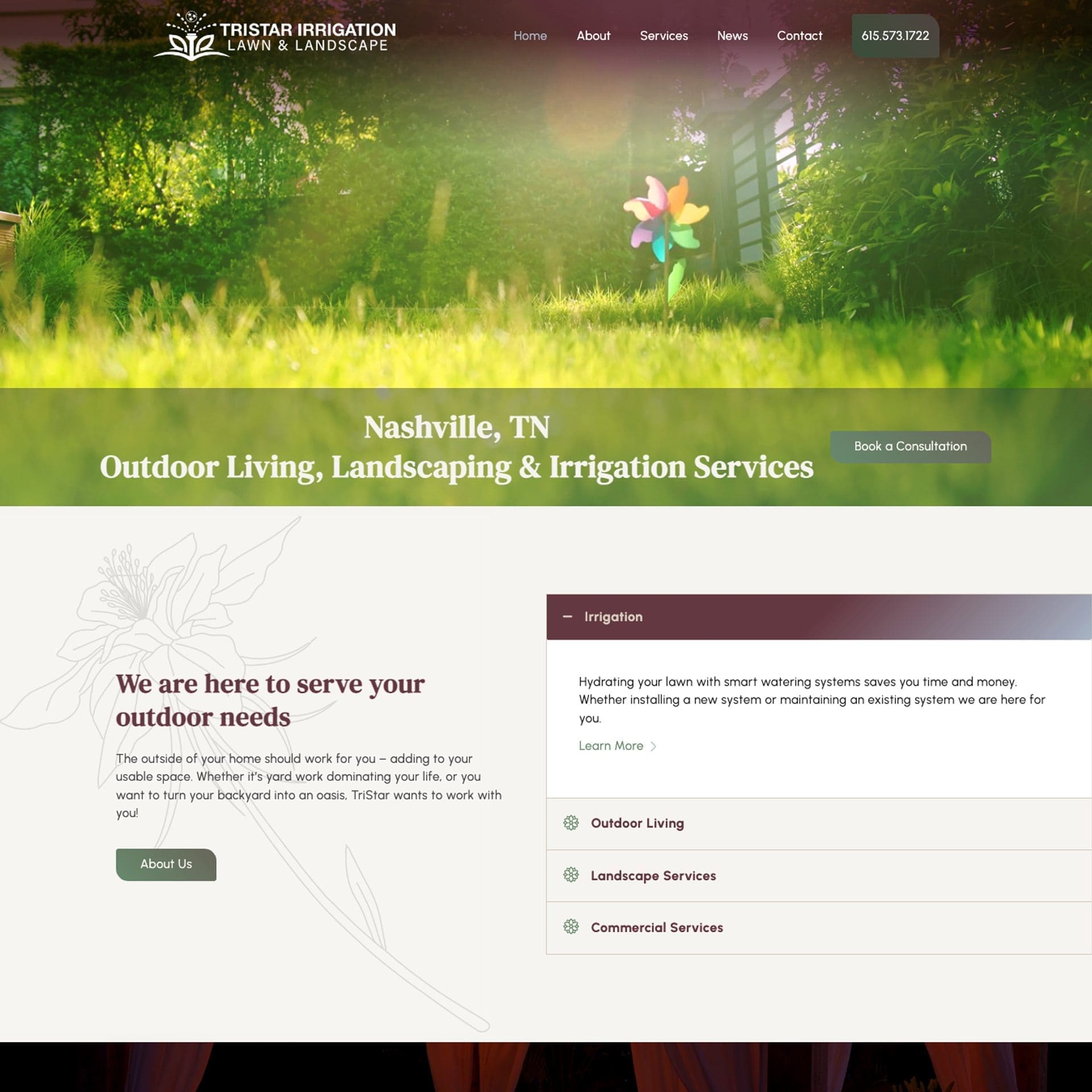 Nashville Web Design Inspo - TriStar Irrigation Lawn & Landscape Home Page