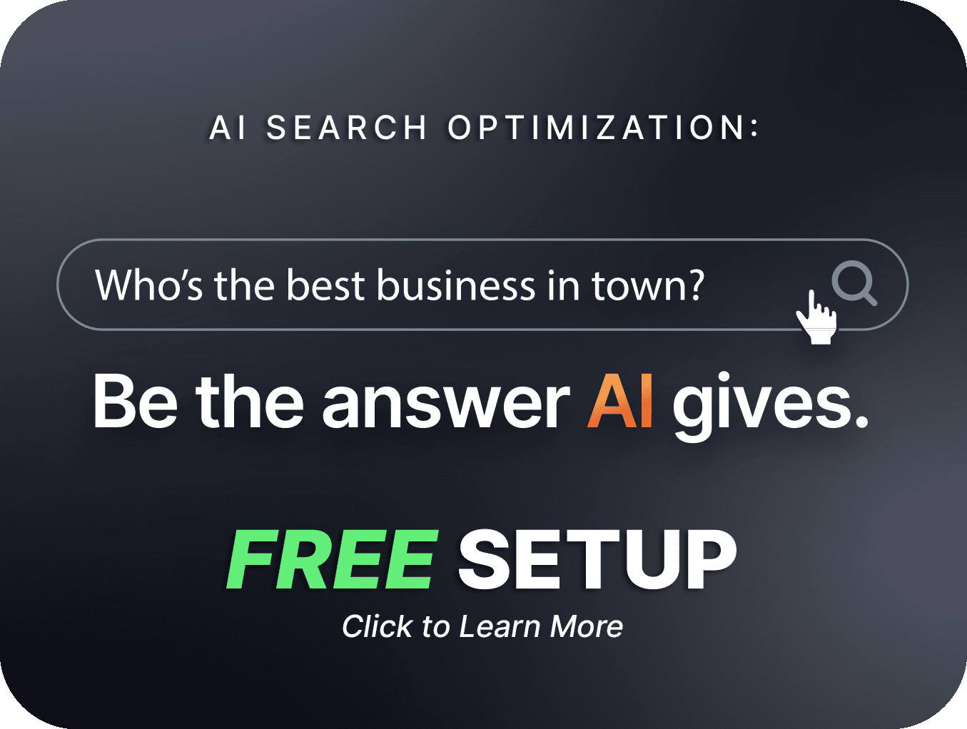 AI Search Optimization promotion offering free setup from JLB